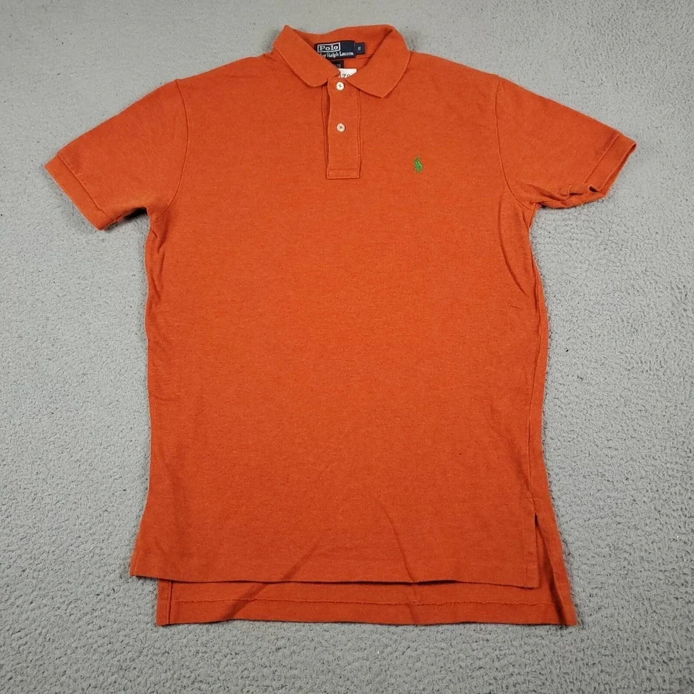 Ralph Lauren Polo Shirt Mens Small Orange Pony Golf Casual Short Sleeve *